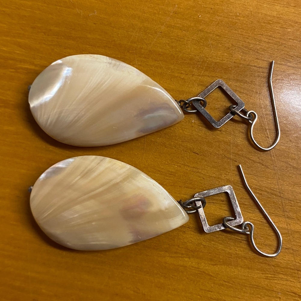 Mother of Pearl Teardrop Earrings | 925 Sterling Silver | Dangle Drop - Picture 2 of 10